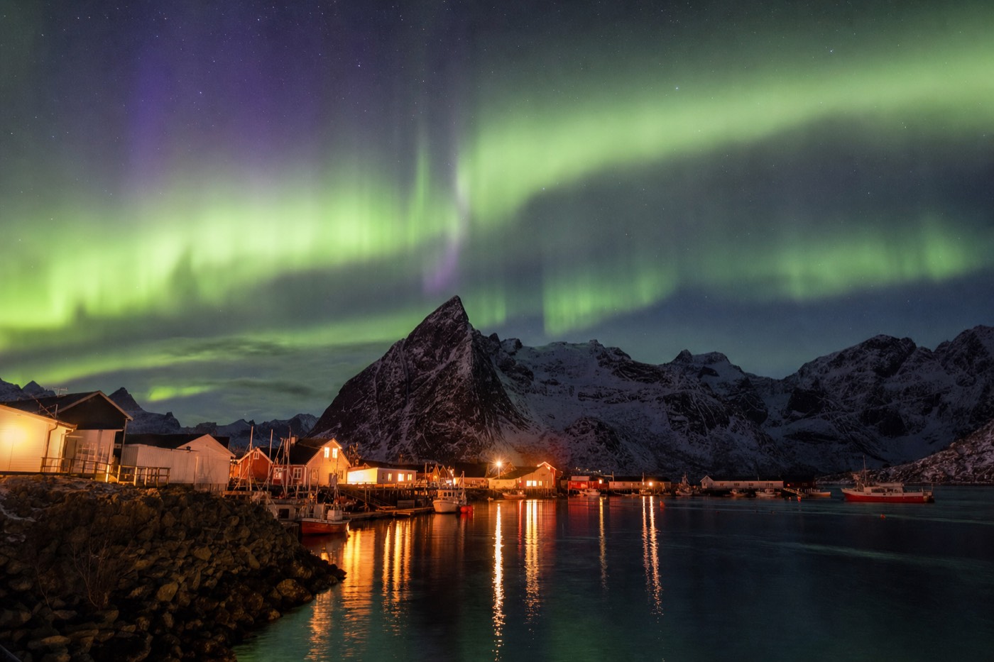 The aurora over Lofoten's peaks
