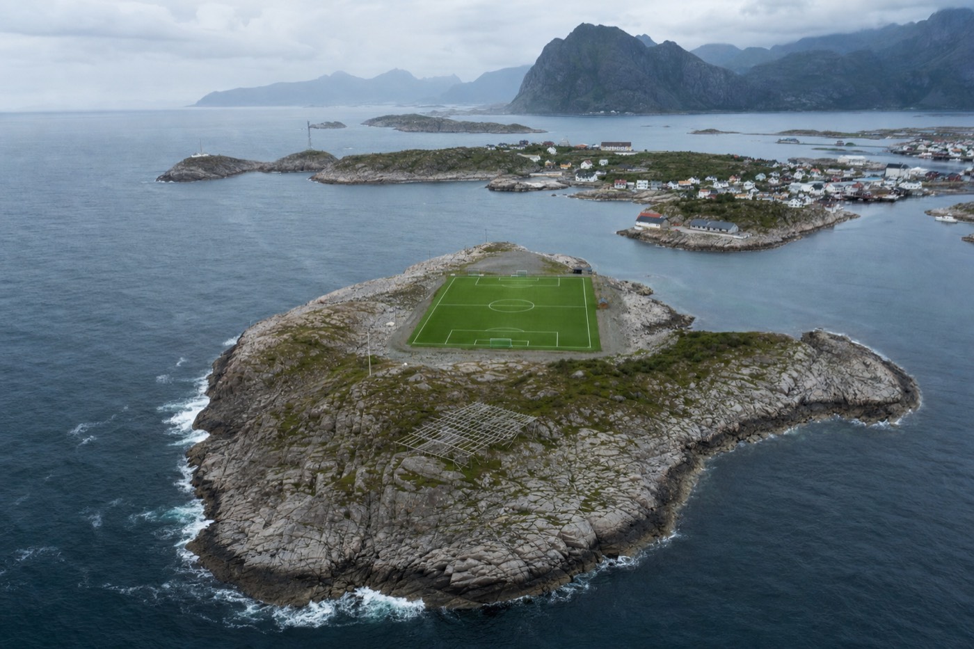 Henningsvær, built across a cluster of small islets